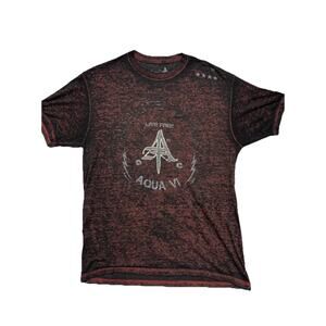 Aqua VI T Shirt‎ Mens Large Burgundy UFC MMA Y2K Live Free Uncharted Waters